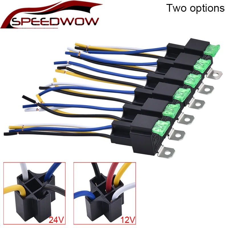 SPEEDWOW 6 шт. автомобильные электрические реле 12/24 в предохранитель жгута набор с 14 AWG