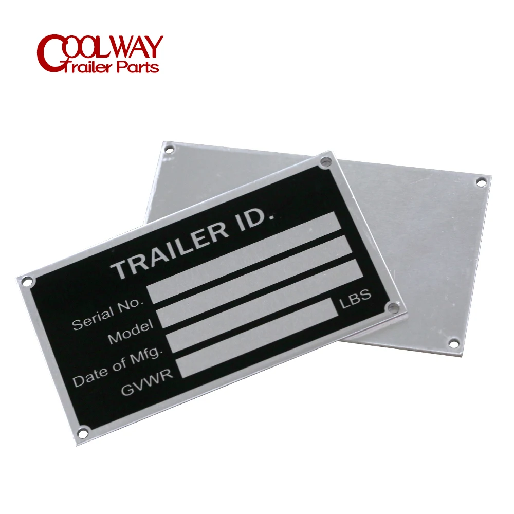 Mælkehvid Rekvisitter fingeraftryk Heavy Duty Aluminum Trailer ID Tag Vin Plate Serial GVWR Medical Blank  Powder Coated Finish RV Parts Camper Accessories