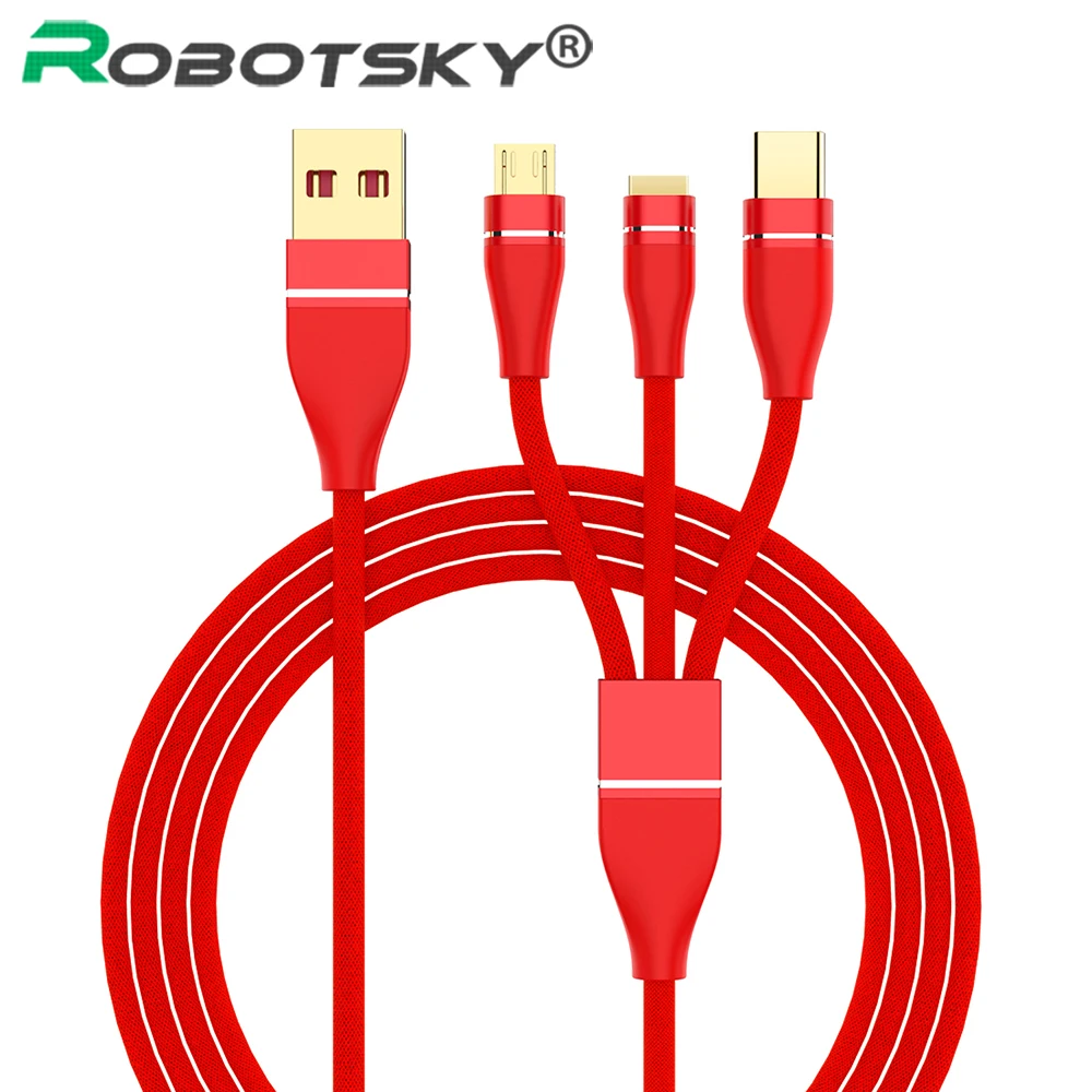 

3 in 1 USB Cable For Mobile Phone Micro USB Type C Charger Cable ForHuawei Samsung S9 Charging Cable Micro USB Charger Cord
