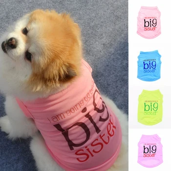 

Big Sister Letter Printed Dog Vest Cotton Spring/Summer Dog Shirt Pet Clothes For Dogs Cats Puppy Dog Clothes Dogs Clothing Vest
