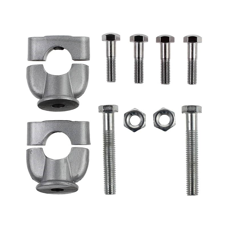 2 x 7/8" 22mm Motorbike Motorcycle Handle Bar Risers Clamp Mount Silver
