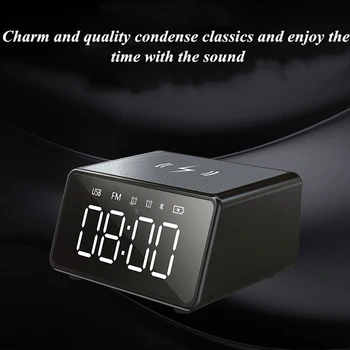 

Bluetooth speaker portable soundbox for mobile phone wireless charging subwoofer sound system with LED display clock FM radio