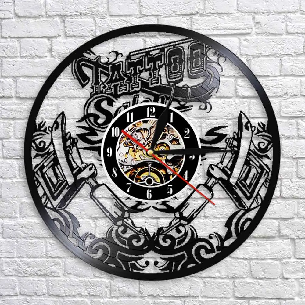 Тату салон настенный Арт Декор виниловая запись настенные тату часы магазин