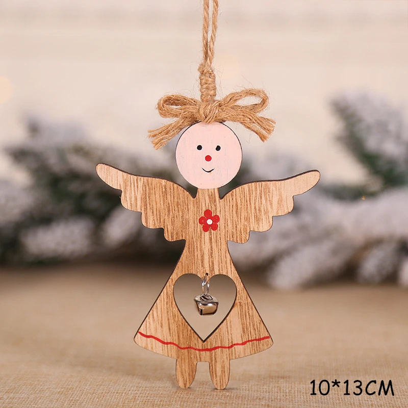 Angel Новинка, новогоднее натуральное Рождественское дерево, Елочное украшение Noel, Рождественское украшение для дома, деревянная подвеска, подарок Navidad - Цвет: Angel