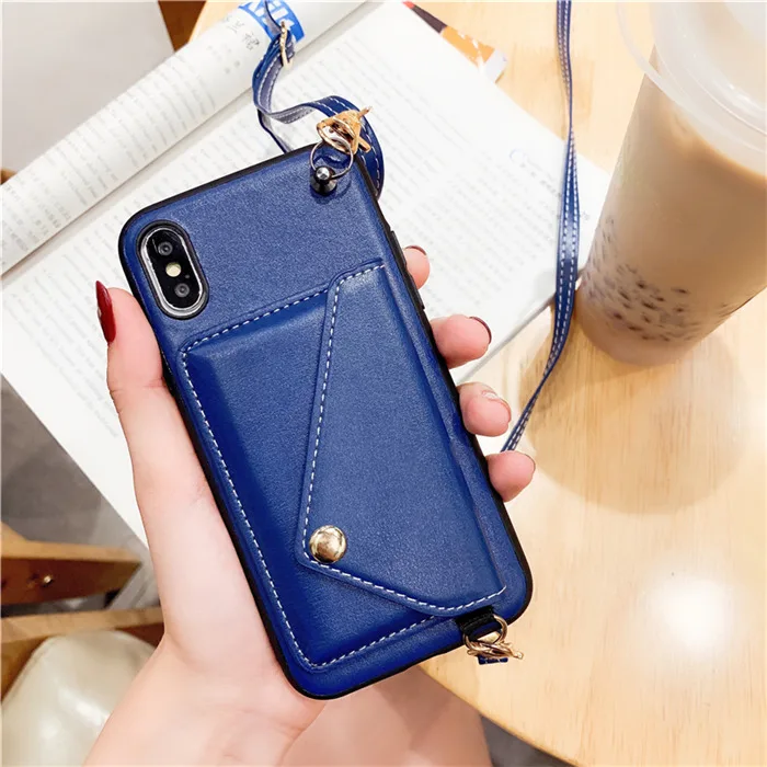 C Роскошный Карманный Чехол-кошелек для телефона iPhone 7 8plus 8 Plus, чехол для iPhone X XS Max XR 6 6S plus, кожаная сумка-мессенджер, задняя крышка - Цвет: C