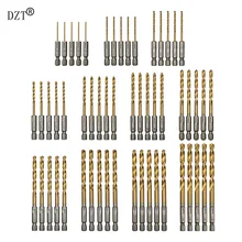 55 шт. высококачественное титановое сверло с шестигранным хвостовиком, высокоскоростное стальное сверло с цилиндрическим хвостовиком, ручная дрель 6,5 размера