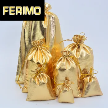 

50pcs Gold Silver Bronzing Candy Gift Bags Wedding Gift Storage Drawstring Bags Christmas Gift Packaging Gift Bags Candy Pouches