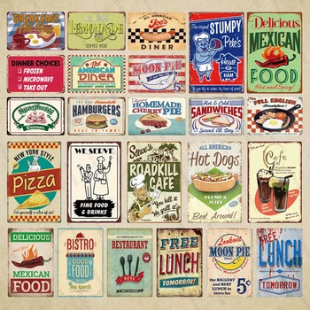 

Fresh Mexican Fast Food Metal Tin Signs Retro Plaque Diner Metal Tin Signs Pizza Wall Decor For Kitchen Cafe Bar Fast Food Metal