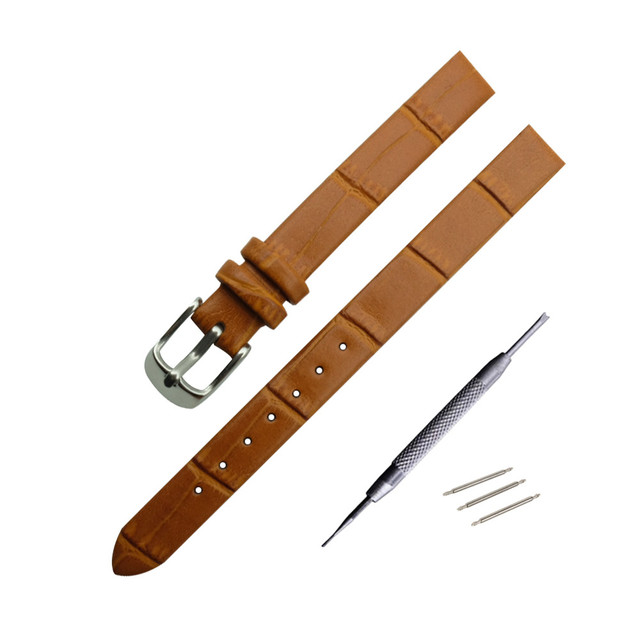 Girls Vintage Soft Plain Genuine Leather Watchbands Silver Pin Buckle Watch Strap Band 8mm 10mm Accessories