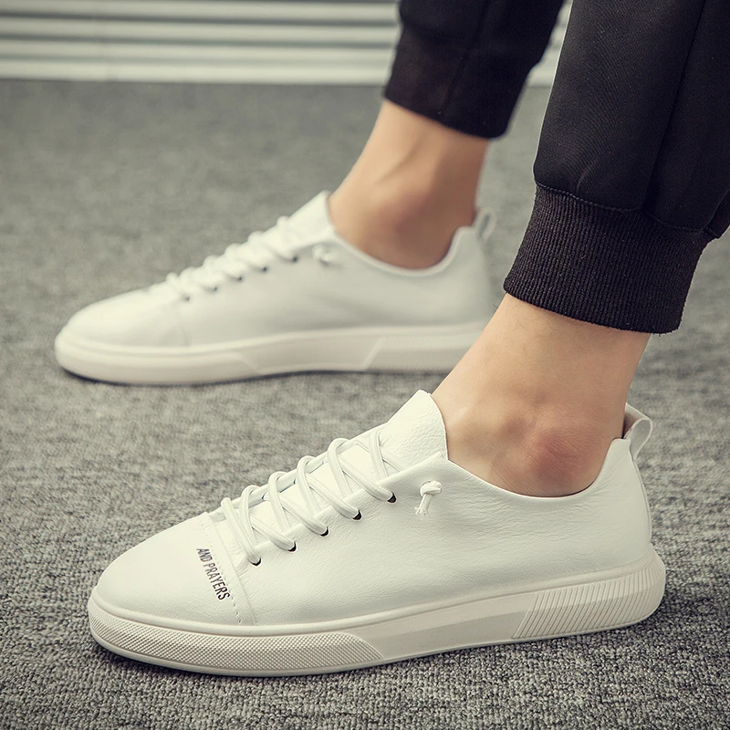 White single shoes Мужская повседневная обувь; сезон осень-зима; Мужская обувь; зимние белые туфли на плоской подошве - Цвет: White single shoes