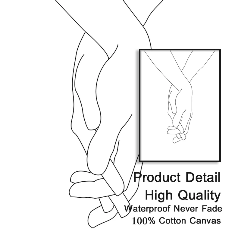 Modern Drawing Line Lover Holding Hands Abstract Nordic Poster Art Canvas Print Painting Home Decorative Wall Picture Minimalist