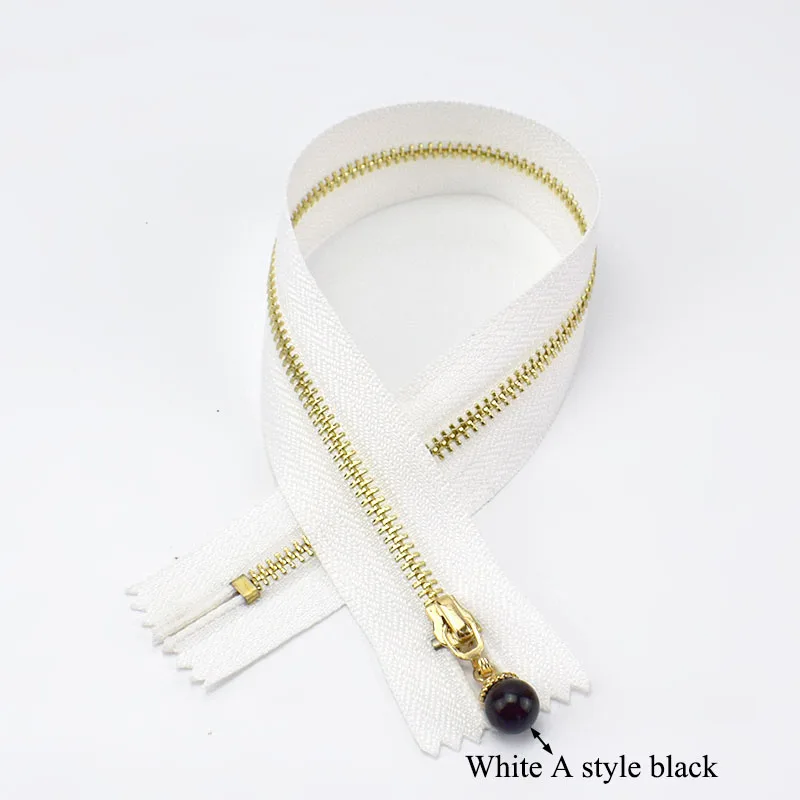ABlackPearlWhite Meetee 10 шт 3#20/30 см металлическая молния с жемчугом пулер застежки-молнии с закрытым концом автоматической блокировки Декор застежкой-молнией, самодельный сумок куртка кошелек одежды аксессуары для шитья - Цвет: ABlackPearlWhite