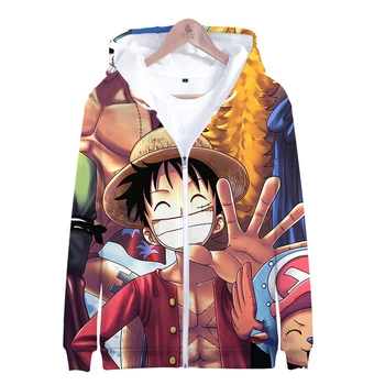 

Fashion Cool one pieces Kid's 3d Zipper Hoodies Sweatshirts Hot Cartoon Hip-Hop Men one pieces Luffy Streetwear