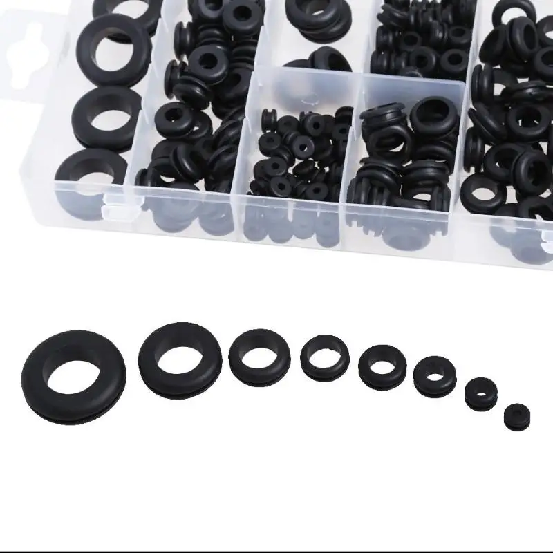 

180pcs Rubber Grommet 8 Popular Sizes Grommet Gasket for Protects Wire