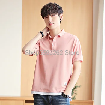 

Men's short sleeve 2020 lapel polo shirt men's casual pure class T-shirt