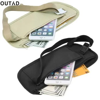 

Compact Cash Travel Passport Ticket Zipper Bag Safety Belt Pocket With Elastic Adjustable Strap Security Waist Belt Bag