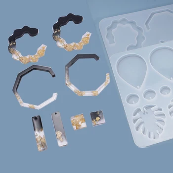 

2Pcs Earrings Pendant Earrings Ornaments Homemade Jewelry Whole Board Silicone Mold DIY Crystal Epoxy Mold