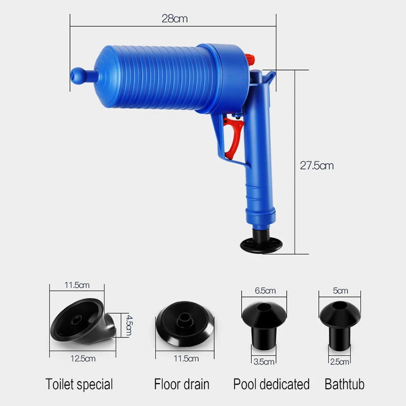 Toilet Air Power Drain Blaster Gun Manual Plunger Pipe Clog Dredger Remover Floor Drain Blaster Toilets Sink Bath Kitchen Clean