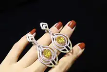 

Continue The Foreign Niche Brand Yellow Diamond Earrings S925 Silver Inlaid Zircon Specifications 25*55mm