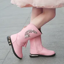 JAYCOSIN ботинки принцессы для девочек; элегантные кожаные ботинки до середины икры для маленьких детей; удобные зимние теплые классические ботинки на молнии для девочек