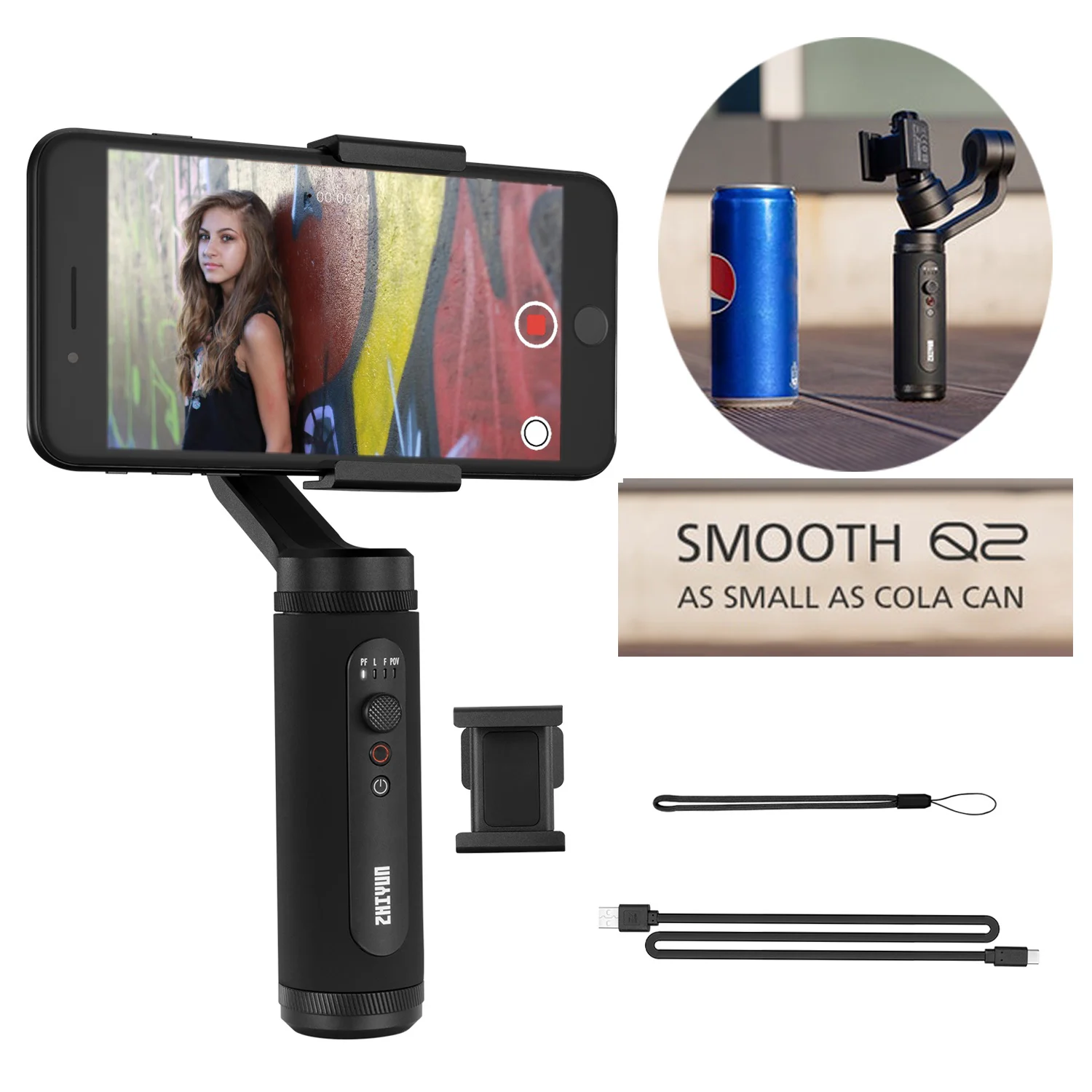 Zhiyun Smooth Q2 3-Axis Handheld Smartphone Gimbal Stabilizer for iPhone 11 Pro Max XS XR X 8P 8 Sa