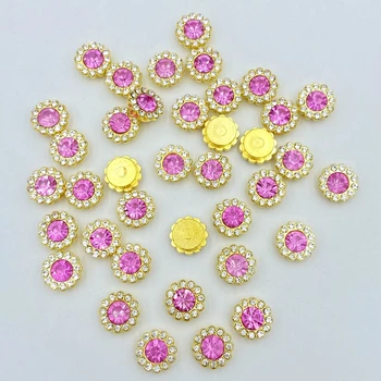 

30pcs Pink bead with drill buttons flatback Crystal Decorative Button DIY handmade Flower Center Accessories C312