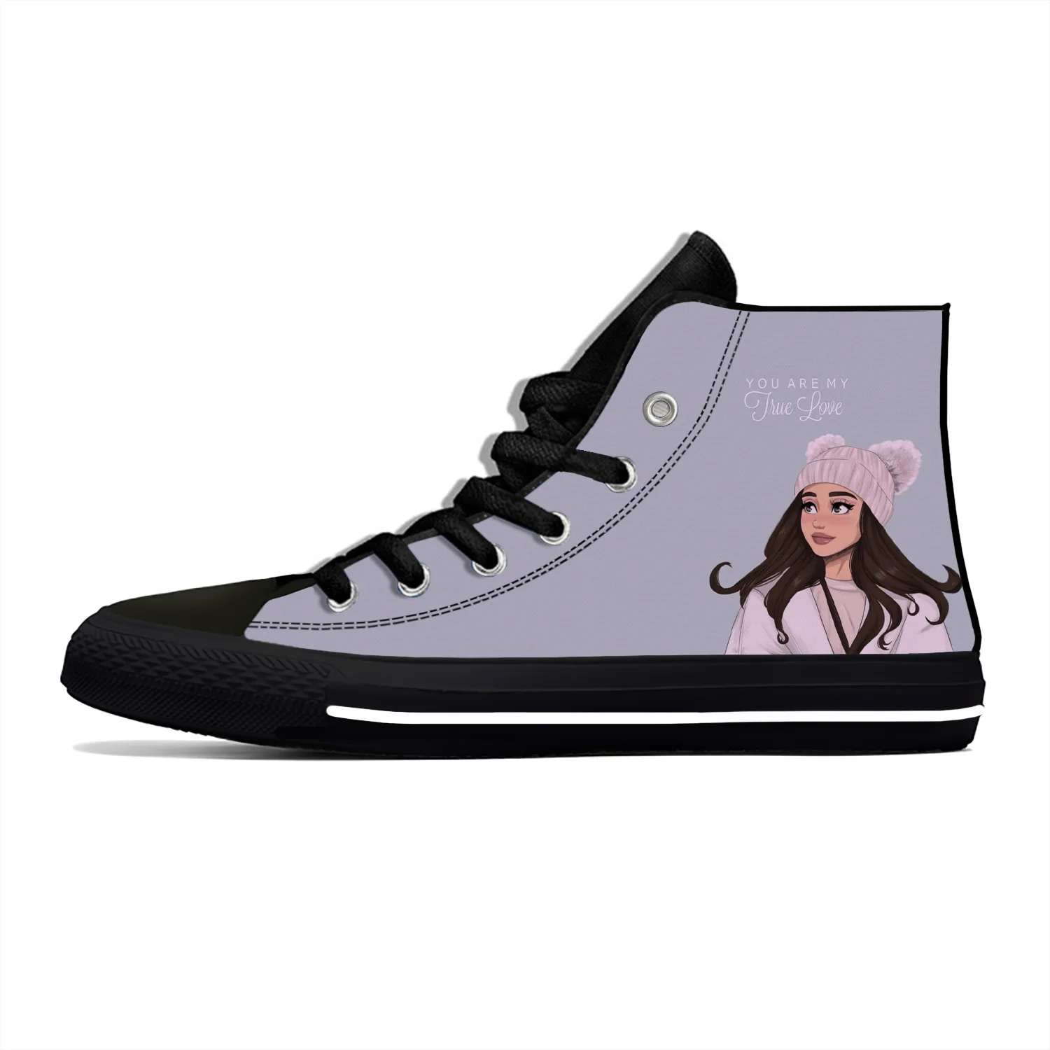 Ariana Grande Лидер продаж; Модные дышащие мужские повседневные кроссовки с 3D принтом в стиле Харадзюку; мужские парусиновые кроссовки с высоким берцем на плоской подошве; легкая обувь - Цвет: Ariana Grande