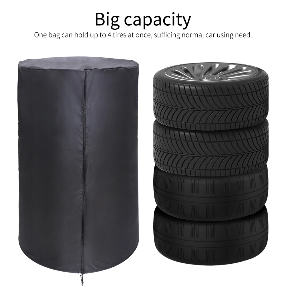 1Pcs Universal Car Tire Cover 4 Tires Capacity Waterproof Dustproof 210d Cloth Spare Tire Wheel Bag Tyre Spare Storage Cover