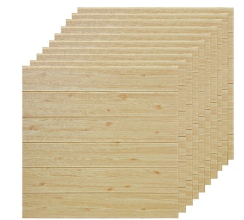 

4pcs 3D Foam Wall Sticker Pastoral Style Home Self Adhered Woody Sticker Waterproof Moisture Proof High Quality Wall Paper 70cm