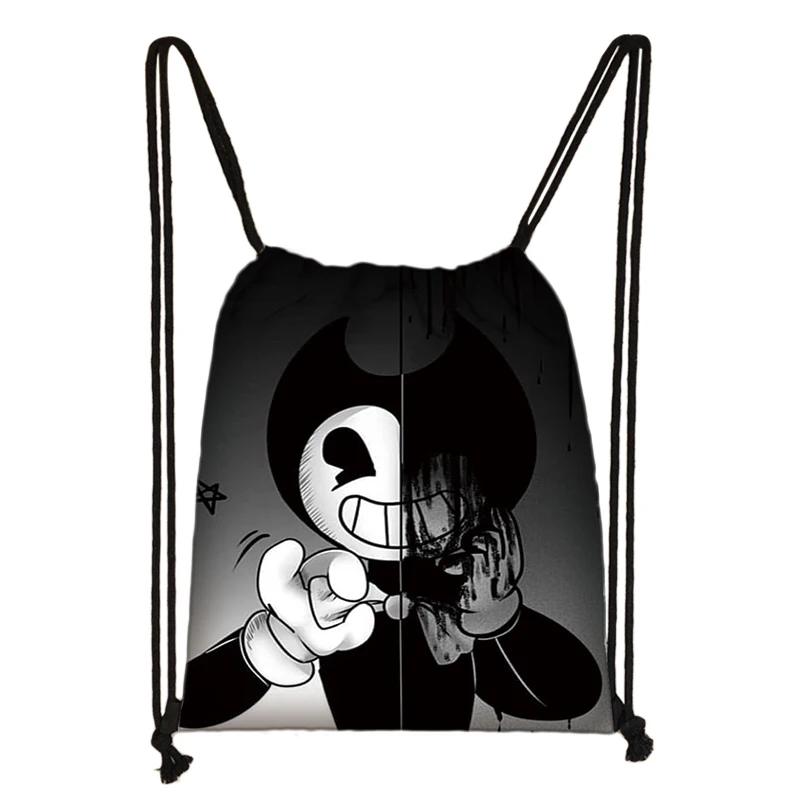 Bendy и чернильная машинка 3D мультфильм рюкзак мешок с кулиской Повседневная обувь для мальчиков и девочек рюкзак на шнурке сумки - Цвет: 010