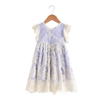 

vintage noble lace gowns age for 2 - 8 yrs little girls christmas princess costume 2019 new summer kids sleeveless ruffle frocks