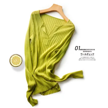 

92% Lyocell+8% Linen Normcore/Minimalist Sweaters Ladies Solid Long Sleeve Women Sweater and Pullovers V-Neck new