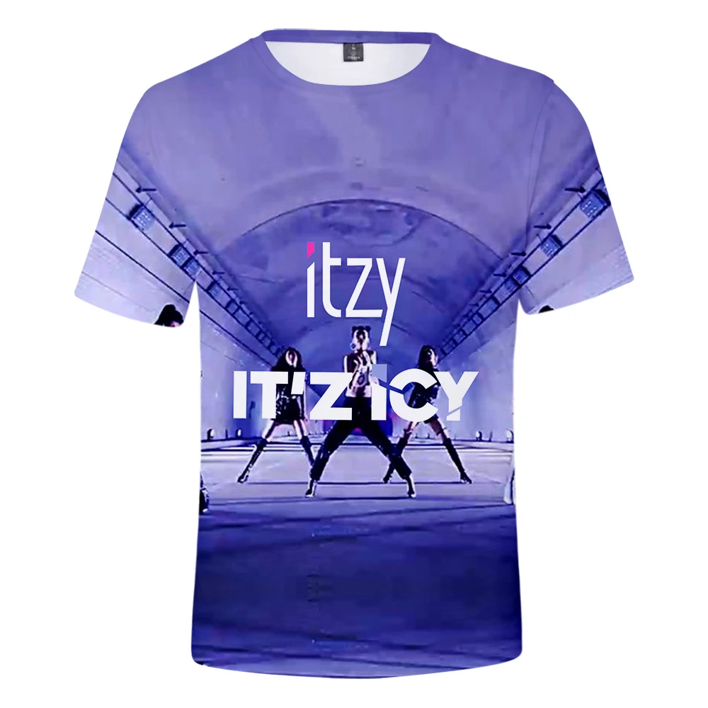 Летняя модная женская и мужская футболка поп-пение группа 3D печать ITZY Женская Повседневная футболка с коротким рукавом хип-хоп цветная футболка