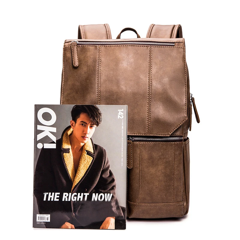 Горячая распродажа мужской подлинный кожаный Ретро Модный мужской повседневный наплечный рюкзак для путешествий студенческий компьютерный рюкзак Молодежные сумки