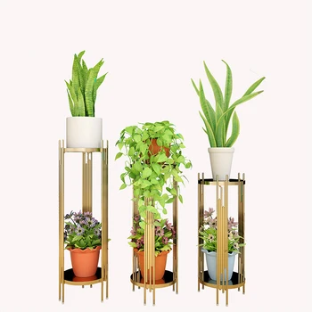 

Golden Nordic Flower Frame Simple Wrought Iron Floor Living Room Triangle Flower Pot Frame Decoration Green Flower Shelf Creativ