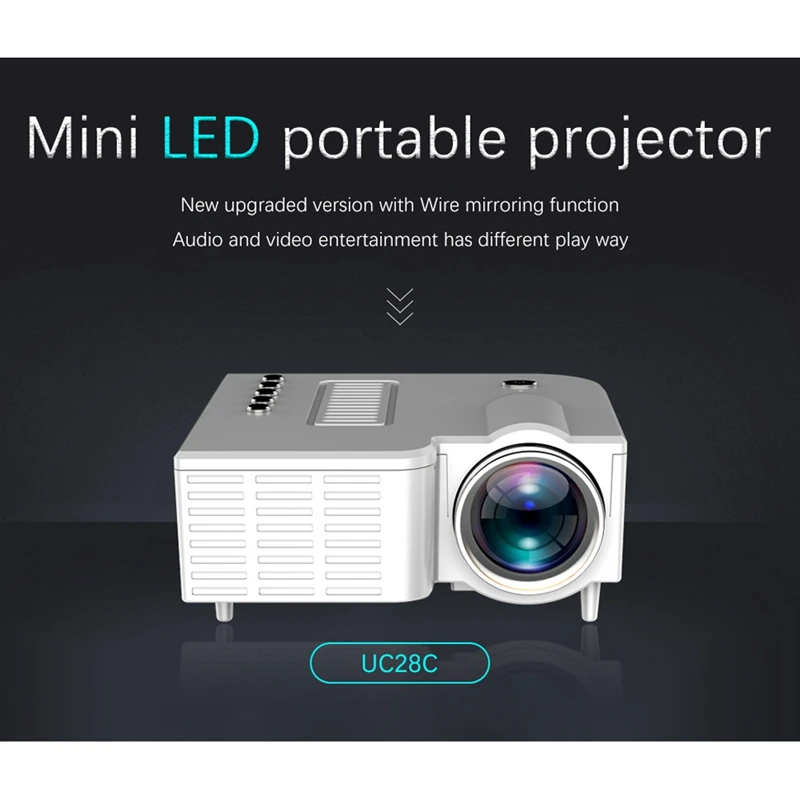 FULL-UC28C Projector Mini Portable Projector Home LED Children's Mobile Phone Projector Supports 1080P White
