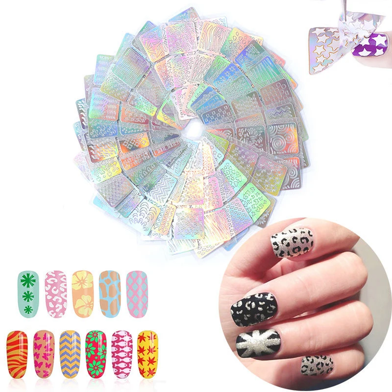 Laser Hollow Out Nail Guide Template Stickers Nail Vinyls Stencil Kit DIY  Airbrush Stencils Nail Stickers Printing Stencil Tool - AliExpress