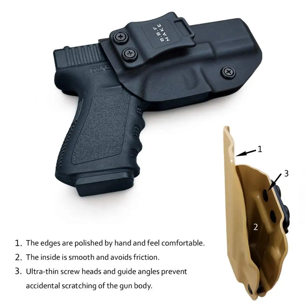 BBF Make IWB Тактический KYDEX пистолет кобура Glock 19 17 25 26 27 28 43 22 23 31 32 Внутри Скрытого