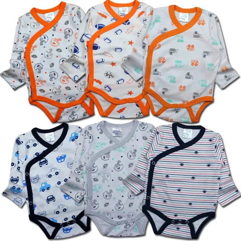 

Spring, Autumn And Winter Infant Newborns Cotton Cartoon Triangle Romper Climbing Clothes Premature Infant Partial Lapel Long Sl