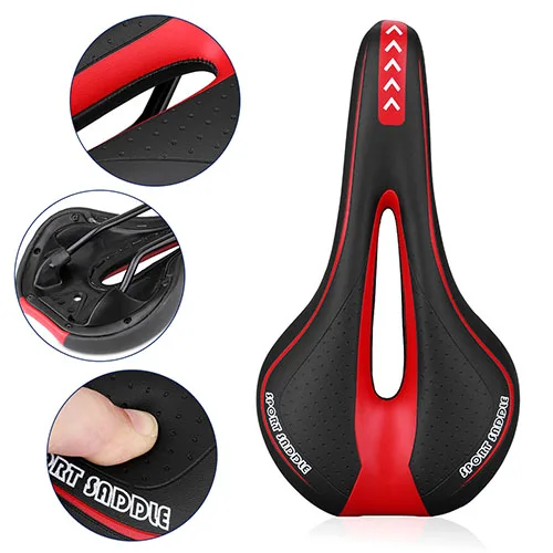 Bicycle Seat Cushion New Riding Equipment Comfortable And Breathable Silicone Seat Road Bike Saddle Mountain Bike Accessories - Цвет: Black red
