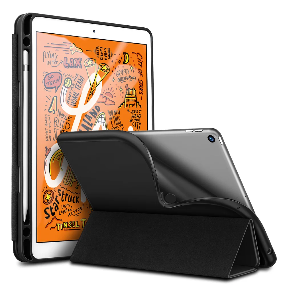 Чехол-карандаш ESR Rebound для iPad Mini 5, мягкий гибкий прорезиненный смарт-чехол со слотом для карандашей для iPad Mini - Цвет: Black