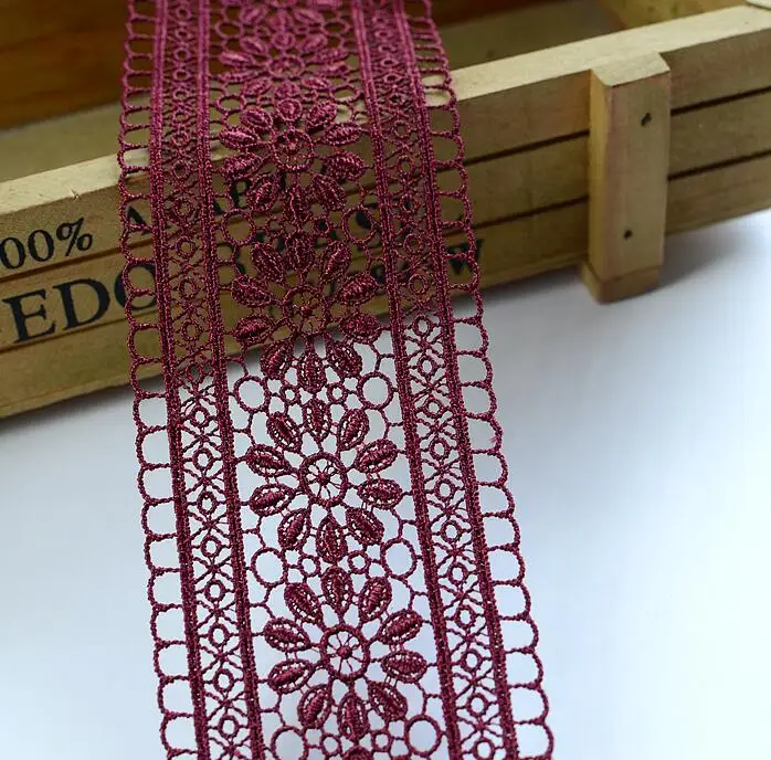 1 метр бордовая кружевная тесьма ткань отделка ленты DIY Швейные материалы ручной работы для поделок