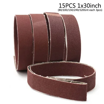 

15pcs/Set 1\\\\\\\"x30\\\\\\\"Inch 80/100/150/240/320Grit Flexible Sanding Belts Abrasive Band