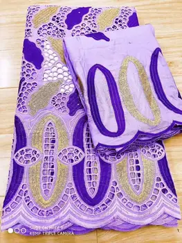 

7yard swiss voile lace in switzerland PURPLE&gold nigerian lace fabric2020 high quality tissu dentelle african fabric lace