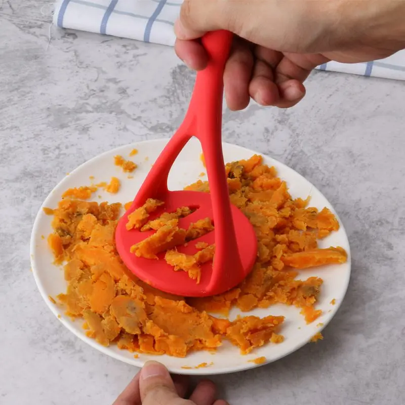 

One-piece Food Grade Silicone Pusher Potato Pressure Machine For Smooth Mashed Potatoes Fruit Vegetable Tools Press Crusher