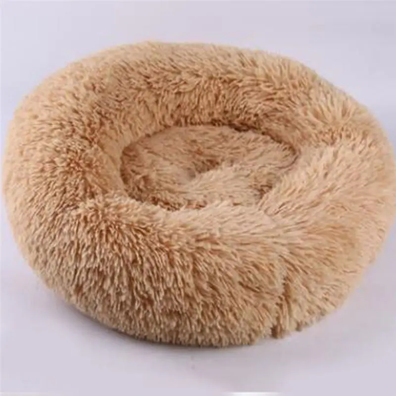 Round Plush Cat Bed House Soft Long Plush Cat Bed Best Pet Dog Bed For Small Dogs Cats Nest Winter Warm Sleeping Bed Puppy Mat