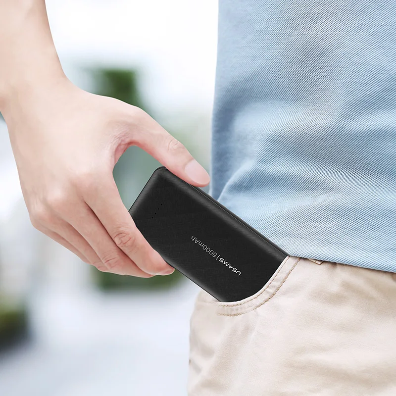 USAMS 5000 мАч Мини Внешний аккумулятор внешний аккумулятор ультра-тонкий Быстрая зарядка pover Bank для iPhone samsung huawei Xiaomi LG