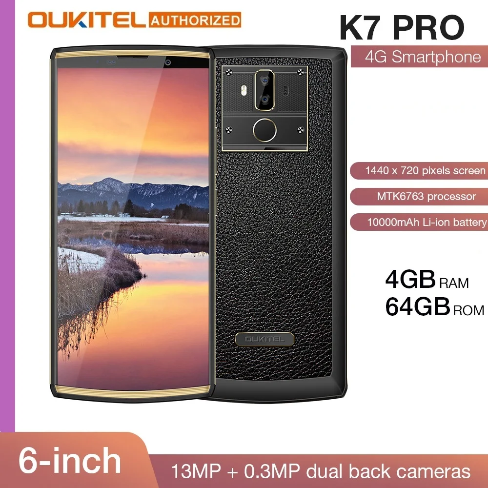  OUKITEL K7 Pro 4G RAM 64G ROM Smartphone Android 9.0 MT6763 Octa Core 6.0