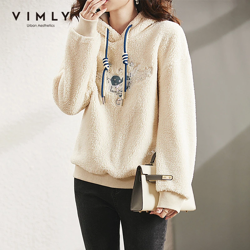 VINLY 2021 Winter Thick Hooded Sweatshirt for Women Hoodie Velvet Korean Fashion kawaii Loose Warm Overcoat Female Top F9913 cool sweatshirts