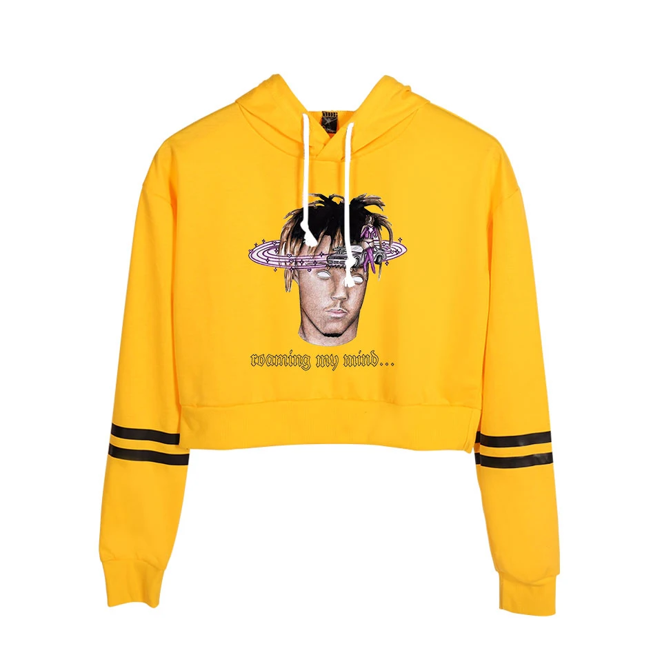 Harajuku Juice Wrld толстовка сексуальная женская весна осень высокая талия черный короткий тонкий Свитшот Juice Wrld толстовки милые кроп Топы - Цвет: yellow